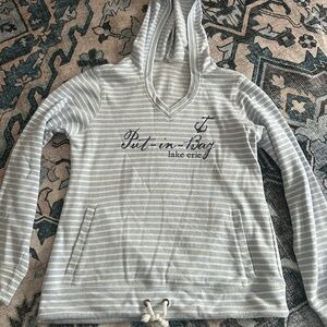 Striped Gray and White Hoodie